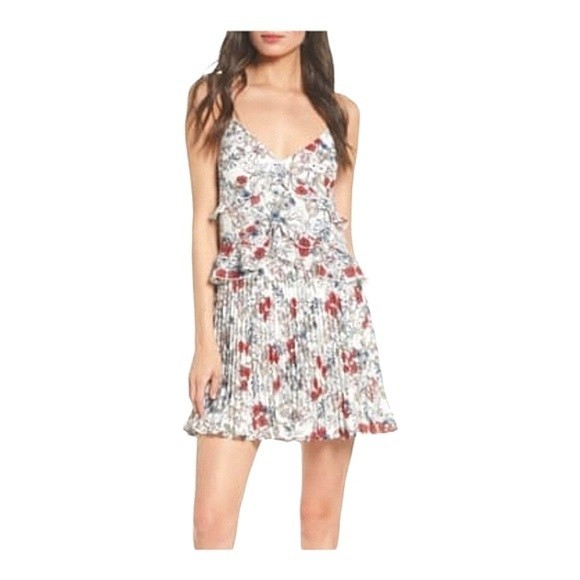 ALI & JAY Dresses & Skirts - NWT Ali & Jay Floral Ruffle Pleated Samo Mini Dress w/ adjustable straps S